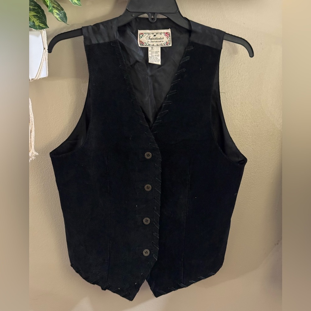 Vintage Y2K 90s Sophisticates by Jonathan Martin Black Button-Up Vest Size SMALL